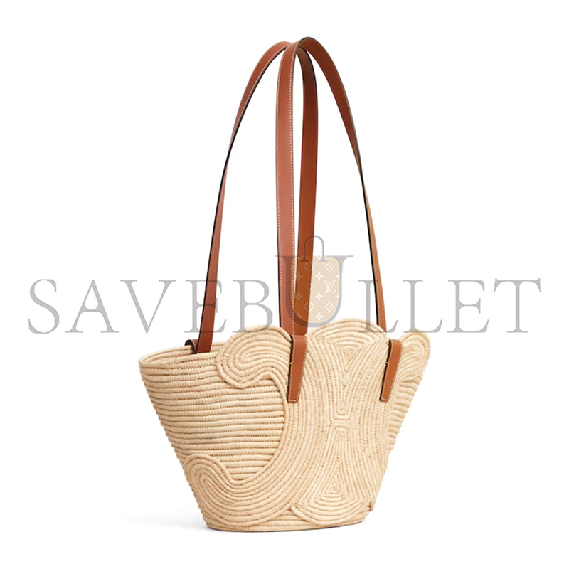 Ce**e classic panier small braided triomphe in raffia and calfskin 117022fwb.04lu (42*21.5*12cm)